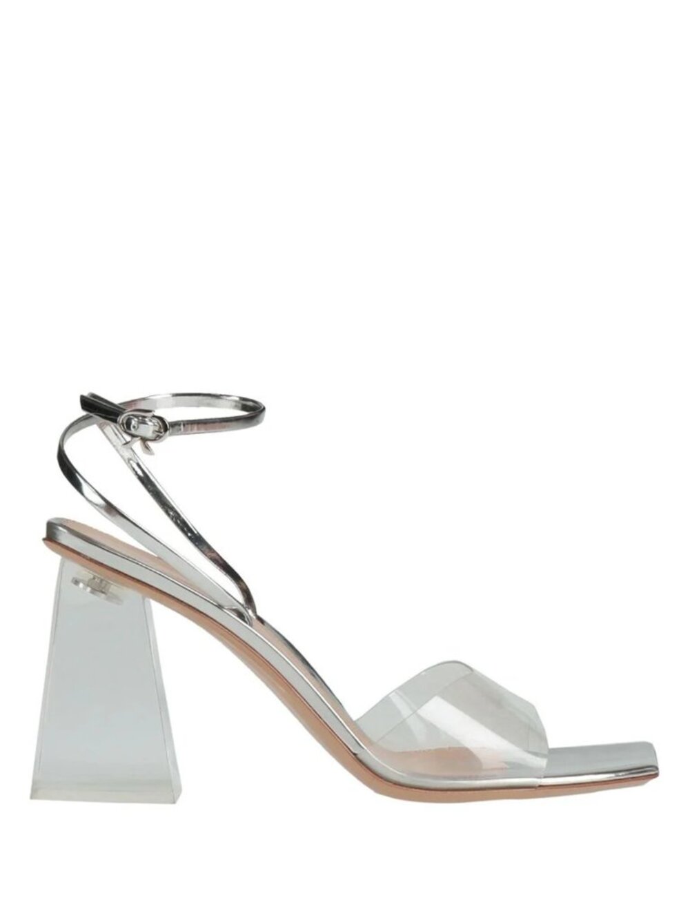 NEW Gianvito Rossi Transparent Cosmic Block Heels Silver Ankle Strap Sandals 40